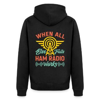 Funk Amateur Funker Funken Radio Hobby Geschenk - Unisex Premium Bio Zip Hoodie - Schwarz - Hinten - Nico (187cm)