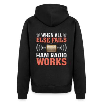 Funk Amateur Funker Funken Radio Hobby Geschenk - Unisex Premium Bio Zip Hoodie - Schwarz - Hinten - Nico (187cm)