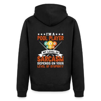 Billard Pool Billard Billardkugel Billardkö 8Ball - Unisex Premium Bio Zip Hoodie - Schwarz - Hinten - Nico (187cm)