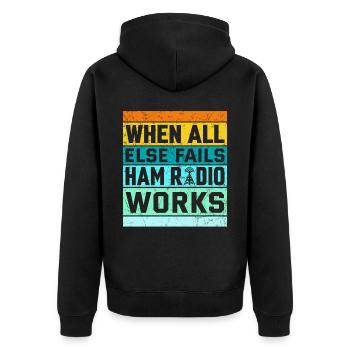 Funk Amateur Funker Funken Radio Hobby Geschenk - Unisex Premium Bio Zip Hoodie - Schwarz - Hinten - Nico (187cm)