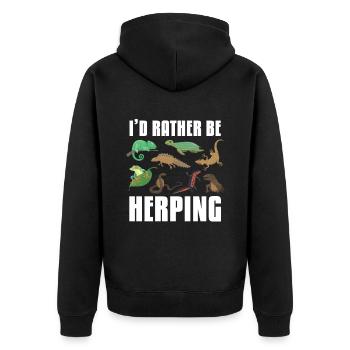 I would rather ping reptile amphibians - Unisex Premium Organic Zip Hoodie - black - Back - Nico (187cm)