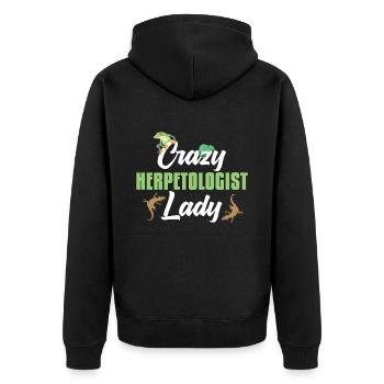 Crazy herpetologist Lady Reptiles Amphibians - Unisex Premium Organic Zip Hoodie - black - Back - Nico (187cm)