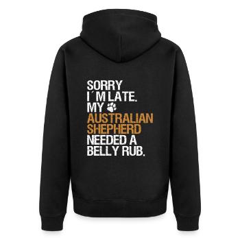 Australischer Schäferhund Hundebesitzer Geschenk - Unisex Premium Bio Zip Hoodie - Schwarz - Hinten - Nico (187cm)