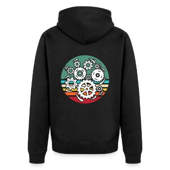 Maschinist Maschinenführer Maschinisten - Unisex Premium Bio Zip Hoodie - Schwarz - Hinten - Nico (187cm)