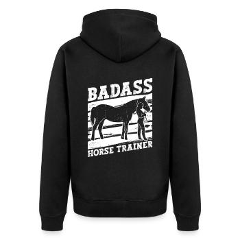 Badass Horse Trainer - Pferdetrainer Reiten Reiten - Unisex Premium Bio Zip Hoodie - Schwarz - Hinten - Nico (187cm)