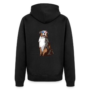 Australischer Schäferhund Hundebesitzer Geschenk - Unisex Premium Bio Zip Hoodie - Schwarz - Hinten - Nico (187cm)
