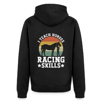 Pferdetrainer Reiten Pferd Reitlehrer - Unisex Premium Bio Zip Hoodie - Schwarz - Hinten - Nico (187cm)