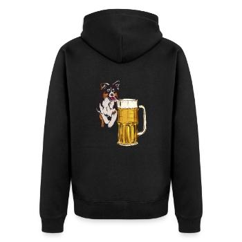 Australischer Schäferhund Hundebesitzer Geschenk - Unisex Premium Bio Zip Hoodie - Schwarz - Hinten - Nico (187cm)
