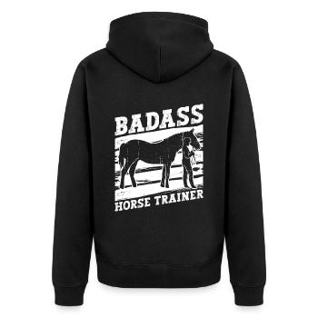 Badass Horse Trainer - Pferdetrainer Reiten Reiten - Unisex Premium Bio Zip Hoodie - Schwarz - Hinten - Nico (187cm)