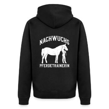 Nachwuchs Pferdetrainerin - Pferdetrainer - Unisex Premium Bio Zip Hoodie - Schwarz - Hinten - Nico (187cm)