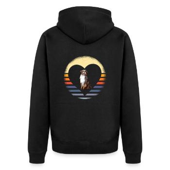 Australischer Schäferhund Hundebesitzer Geschenk - Unisex Premium Bio Zip Hoodie - Schwarz - Hinten - Nico (187cm)