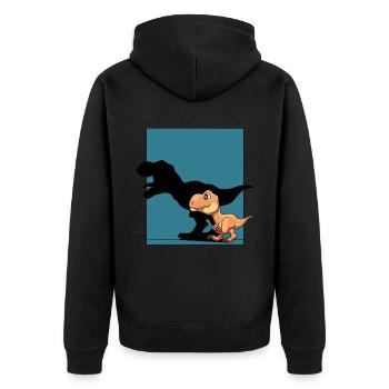Dinosaurier T-Rex Schattenfigur Dino - Unisex Premium Bio Zip Hoodie - Schwarz - Hinten - Nico (187cm)