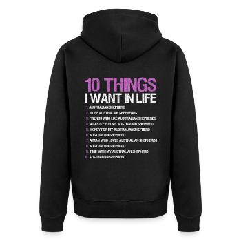 Australischer Schäferhund Hundebesitzer Geschenk - Unisex Premium Bio Zip Hoodie - Schwarz - Hinten - Nico (187cm)