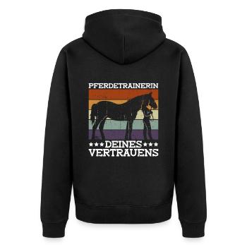 Pferdetrainerin Deines Vertrauens - Pferdetrainer - Unisex Premium Bio Zip Hoodie - Schwarz - Hinten - Nico (187cm)