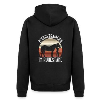 Pferdetrainerin Im Ruhestand - Pferdetrainer - Unisex Premium Bio Zip Hoodie - Schwarz - Hinten - Nico (187cm)