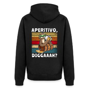 Bier Biersprüche Faultier Saufshirt - Unisex Premium Bio Zip Hoodie - Schwarz - Hinten - Nico (187cm)
