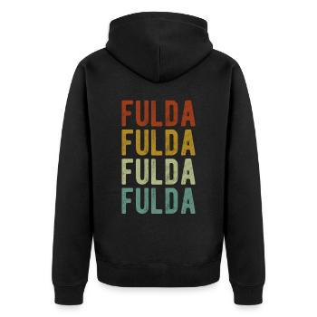 Fulda Stadt Retro Vintage - Unisex Premium Bio Zip Hoodie - Schwarz - Hinten - Nico (187cm)