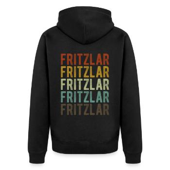 Fritzlar Stadt Retro Vintage - Unisex Premium Bio Zip Hoodie - Schwarz - Hinten - Nico (187cm)