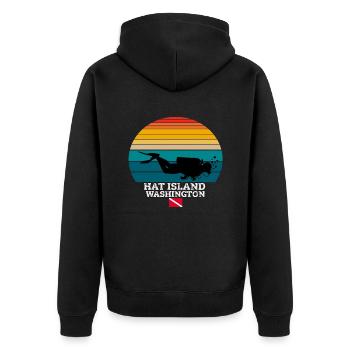 Hat Island US Island Diving - Unisex Premium Bio Zip Hoodie - Schwarz - Hinten - Nico (187cm)
