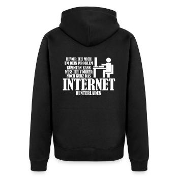 Informatik Vintage Internet Nerd Admin - Unisex Premium Bio Zip Hoodie - Schwarz - Hinten - Nico (187cm)