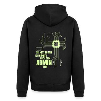 Informatik Vintage Informatiker Admin - Unisex Premium Bio Zip Hoodie - Schwarz - Hinten - Nico (187cm)