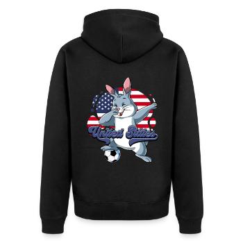 Usa Fußball - Unisex Premium Bio Zip Hoodie - Schwarz - Hinten - Nico (187cm)