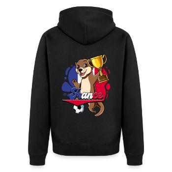 Frankreich Fußball - Unisex Premium Bio Zip Hoodie - Schwarz - Hinten - Nico (187cm)