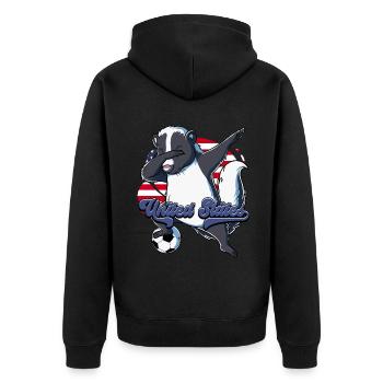 Usa Fußball - Unisex Premium Bio Zip Hoodie - Schwarz - Hinten - Nico (187cm)