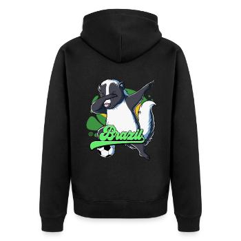 Brazil Football - Unisex Premium Organic Zip Hoodie - black - Back - Nico (187cm)