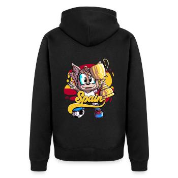 Spanien Fußball - Unisex Premium Bio Zip Hoodie - Schwarz - Hinten - Nico (187cm)