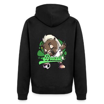 Brazil Football - Unisex Premium Organic Zip Hoodie - black - Back - Nico (187cm)