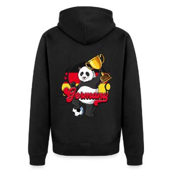 Deutschland Fußball - Unisex Premium Bio Zip Hoodie - Schwarz - Hinten - Nico (187cm)