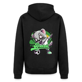 Brazil Football - Unisex Premium Organic Zip Hoodie - black - Back - Nico (187cm)