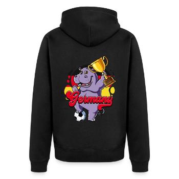 Deutschland Fußball - Unisex Premium Bio Zip Hoodie - Schwarz - Hinten - Nico (187cm)