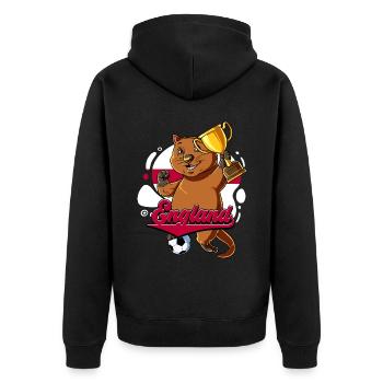 England Fußball - Unisex Premium Bio Zip Hoodie - Schwarz - Hinten - Nico (187cm)