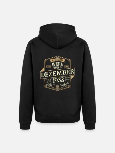 December 1932 Birthday Man - Unisex Premium Organic Zip Hoodie - black