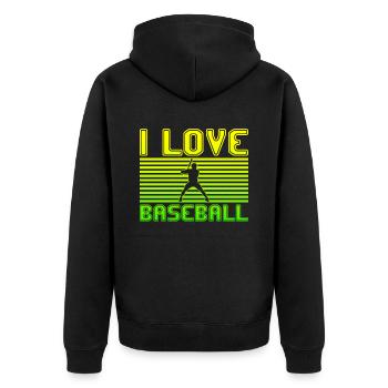 I love baseball - Unisex Premium Organic Zip Hoodie - black - Back - Nico (187cm)