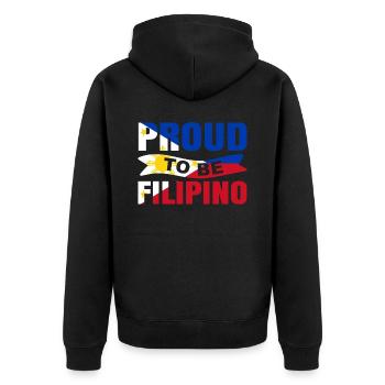 Stolz Darauf Ein Philippinisches Geschenk Zu Sein - Unisex Premium Bio Zip Hoodie - Schwarz - Hinten - Nico (187cm)
