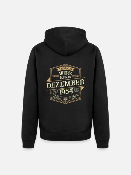December 1954 Birthday Man - Unisex Premium Organic Zip Hoodie - black