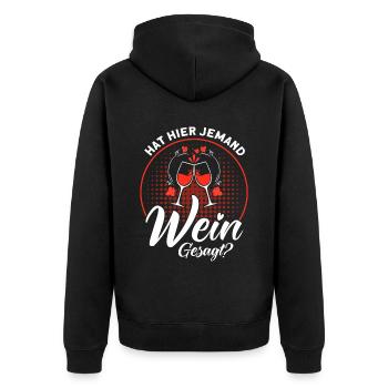 Wein Weinliebhaber Weintrinker Weinfest Geschenk - Unisex Premium Bio Zip Hoodie - Schwarz - Hinten - Nico (187cm)