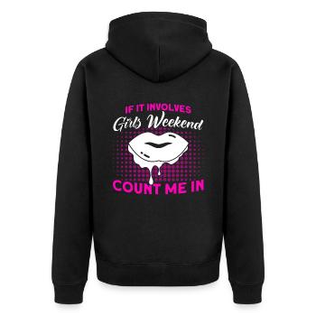 Trauzeugin Mädelsabend Party Damen Geschenk - Unisex Premium Bio Zip Hoodie - Schwarz - Hinten - Nico (187cm)