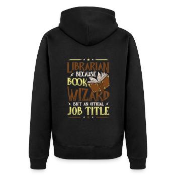 Lustiges Bibliothekar Thema - Unisex Premium Bio Zip Hoodie - Schwarz - Hinten - Nico (187cm)