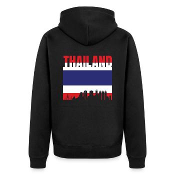 Thailand Flagge Skyline Geschenk - Unisex Premium Bio Zip Hoodie - Schwarz - Hinten - Nico (187cm)