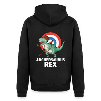 Archersaurus Rex Archer Tir à l’arc Dino Dinosaure - Veste à capuche bio Premium Unisexe - noir - Dos - Nico (187cm)