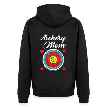 Bogenschießen Mama Bogenpfeil Bowman Mutter Ziel Bogenschütze - Unisex Premium Bio Zip Hoodie - Schwarz - Hinten - Nico (187cm)