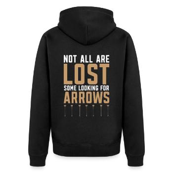 Nicht alle sind verloren, einige auf der Suche nach Pfeilen Bogenschießen - Unisex Premium Bio Zip Hoodie - Schwarz - Hinten - Nico (187cm)