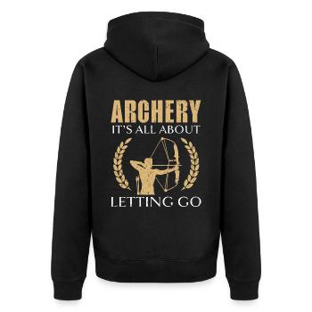 Tir à l’arc Tout est une question de lâcher Archer Arrow - Veste à capuche bio Premium Unisexe - noir - Dos - Nico (187cm)