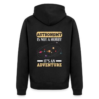 Astronomie ist kein Hobby, es ist ein Abenteuer - Unisex Premium Bio Zip Hoodie - Schwarz - Hinten - Nico (187cm)