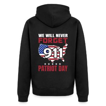 Patriot Day 9 11 USA Amerika - Unisex Premium Bio Zip Hoodie - Schwarz - Hinten - Nico (187cm)