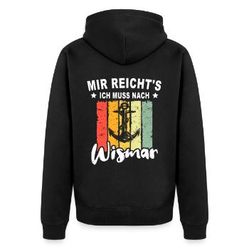 Wismar Urlaub Ostsee - Unisex Premium Bio Zip Hoodie - Schwarz - Hinten - Nico (187cm)
